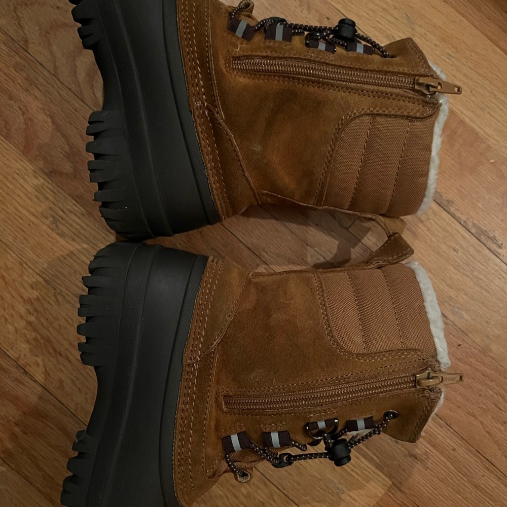Brown Suede Winter Boots with Black Soles